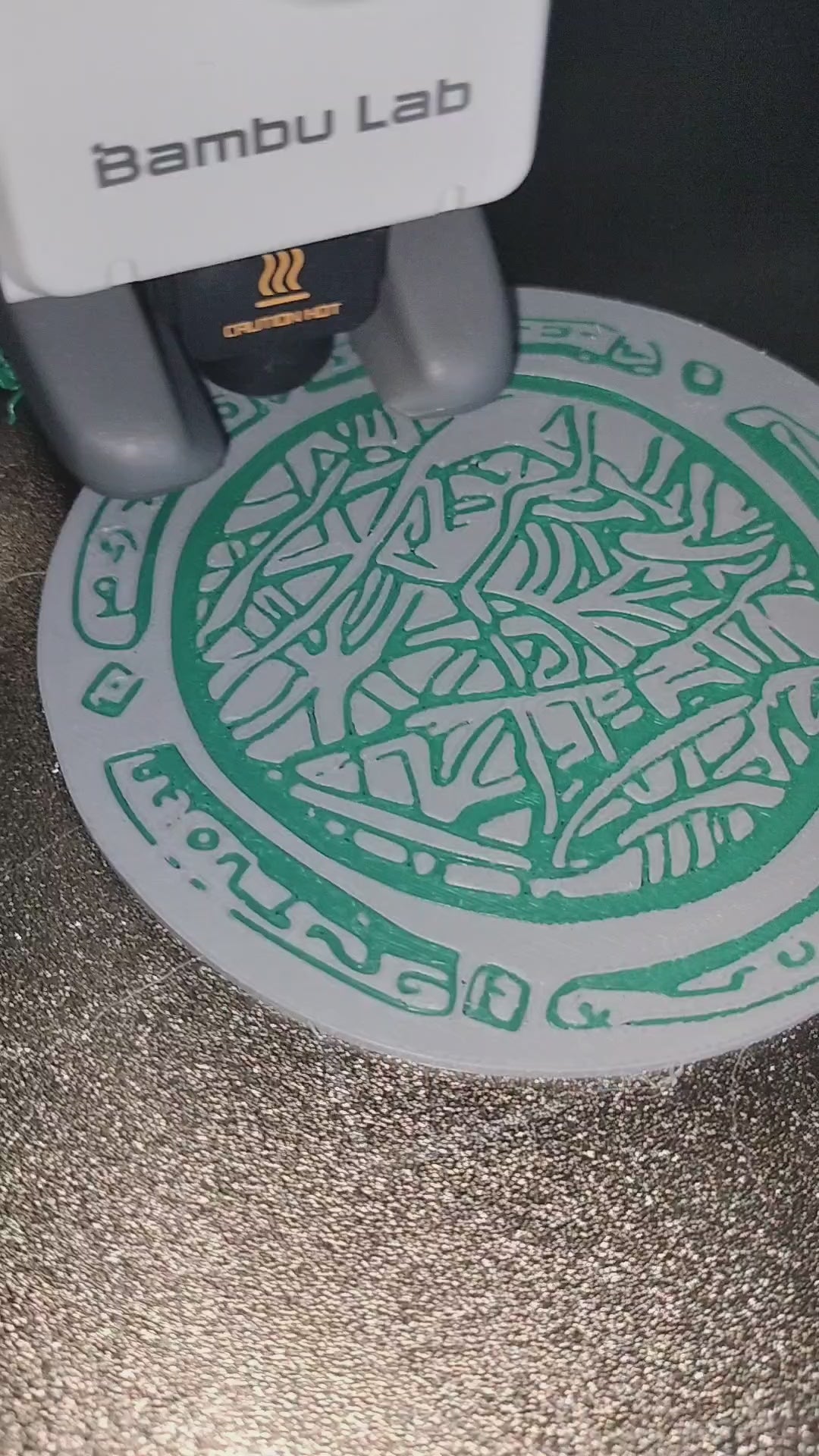 Celtic Moss roots 3D printed coaster hand-drawn art